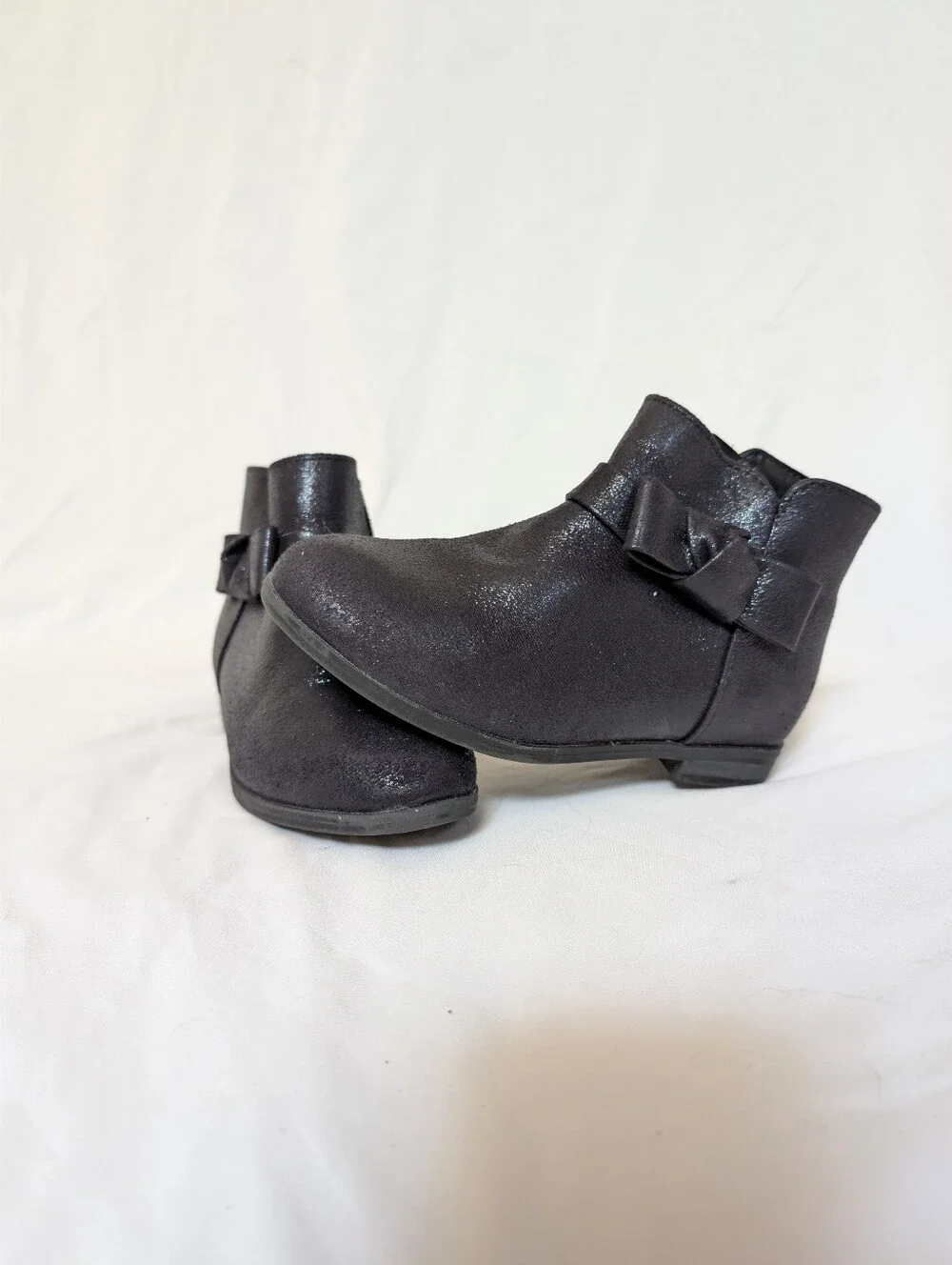 Cat And Jack Black Girls' Bow Ankle Boots Toddler size 11